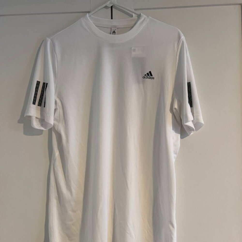 Adidas Boys' Club 3 Stripe Tennis Tee White -XLARGE